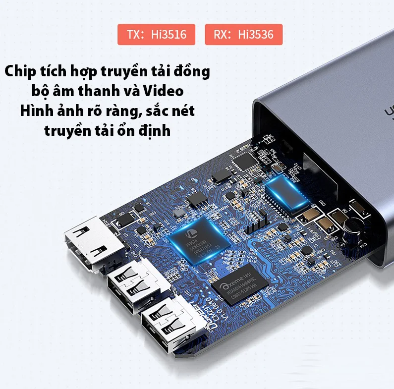 Bộ chuyển đổi KVM qua dây mạng 150m Ugreen (70438)