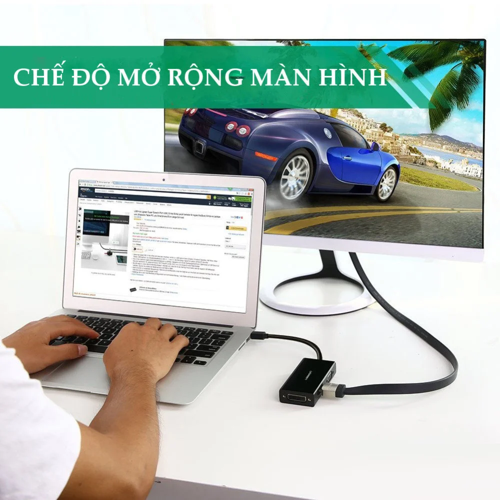 Bộ chuyển đổi mini DisplayPort sang HDMI/VGA/DVI màu đen Ugreen (20418)