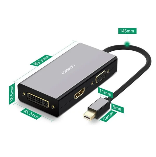 Bộ chuyển đổi mini DisplayPort sang HDMI/VGA/DVI màu đen Ugreen (20418)