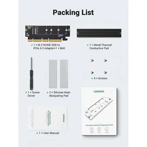 Bộ chuyển đổi PCIe 4.0 sang M2 Nvme Ugreen (30715)