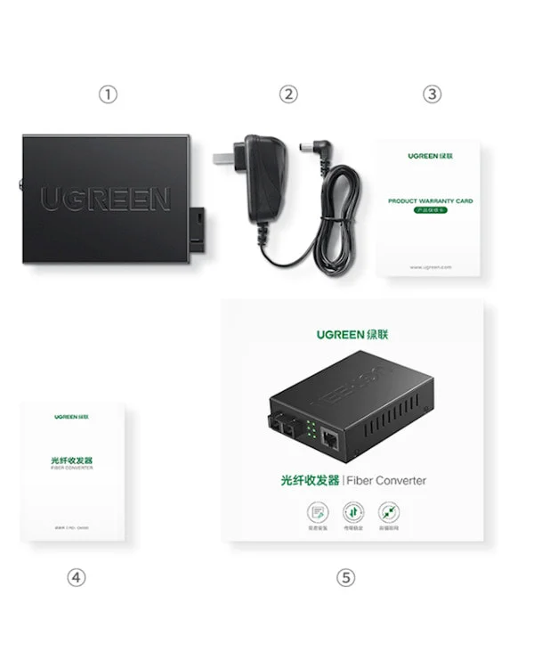Bộ chuyển đổi RJ45 có chipset qua cáp quang gồm truyền, nhận Ugreen (80170) — ảnh 11