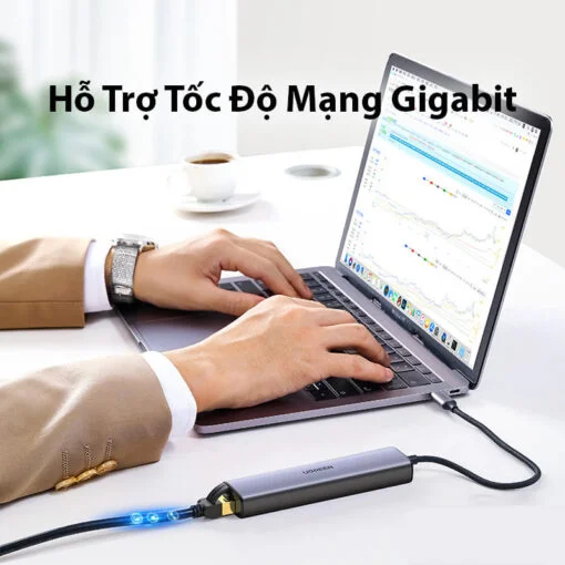 Bộ chuyển đổi Type C sang 3 x USB3.0 + HDMI + RJ45 Ugreen 20934 — ảnh 4