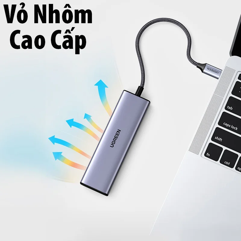 Bộ chuyển đổi Type C UGREEN 60515 2xUSB 3.0, HDMI, RJ45, SD, TF + PD — ảnh 9