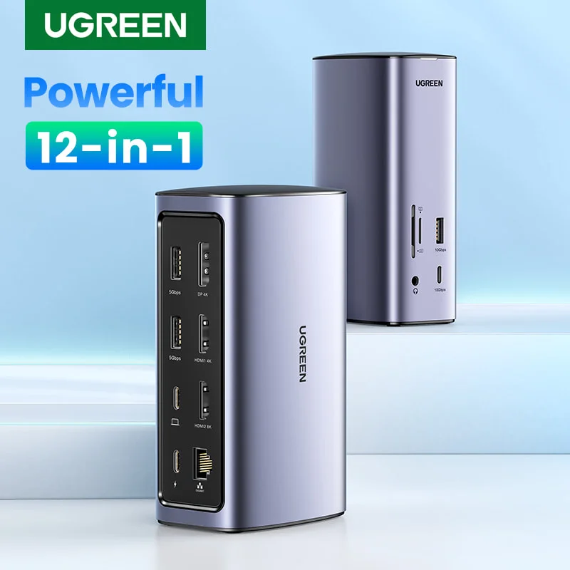 Bộ chuyển đổi Type C Ugreen 90325 đang năng 12-in-1 MicroSD, DisplayPort, Ethernet, HDMI, USB 3.2 Gen 1, Secure Digital Card, USB 3.2 Gen 2