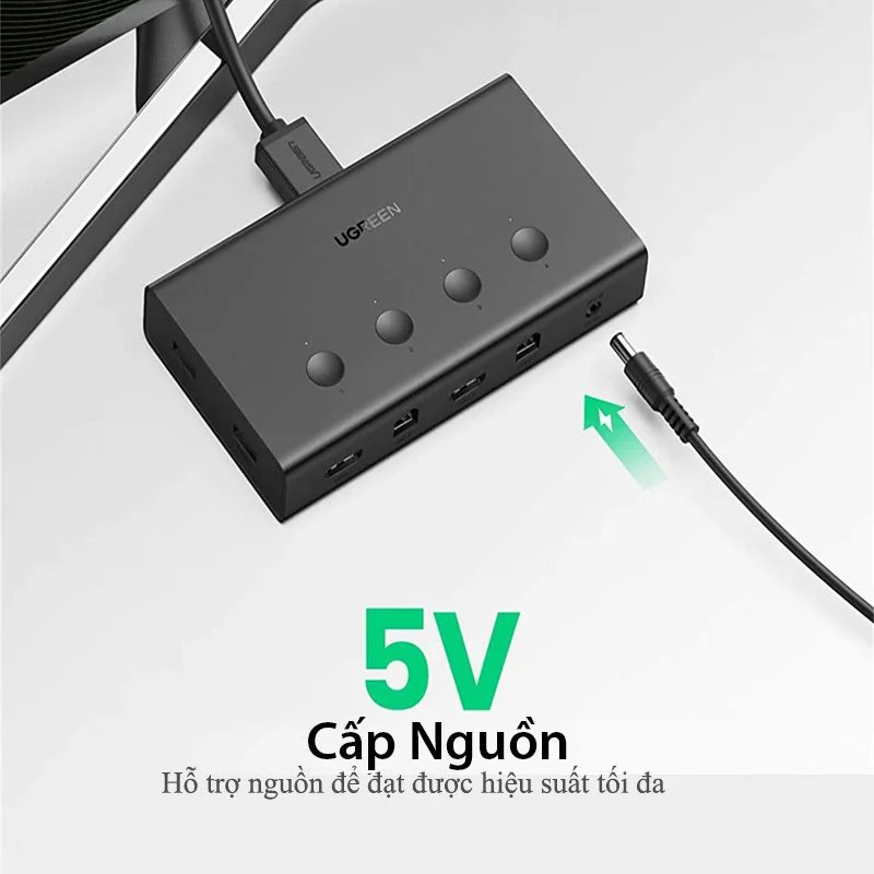 Bộ Chuyển Đổi Ugreen KVM 4 Vào 1 Ra Màu Đen Ugreen (70439) — ảnh 4