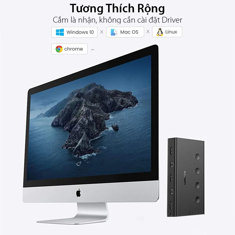 Bộ Chuyển Đổi Ugreen KVM 4 Vào 1 Ra Màu Đen Ugreen (70439) — ảnh 5