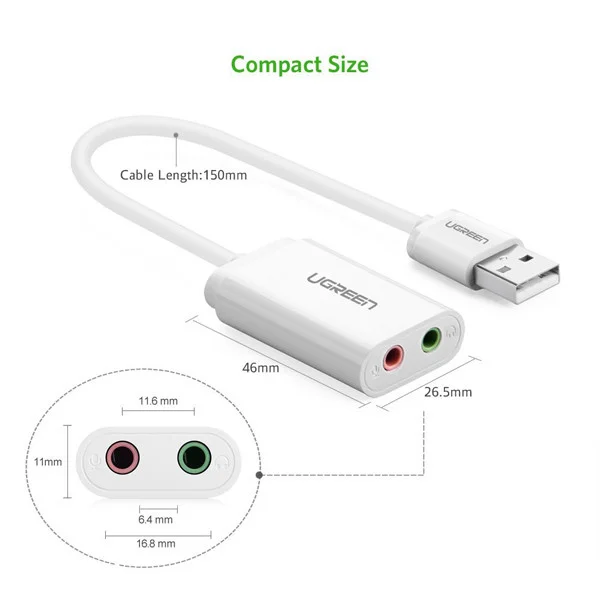 Bộ chuyển đổi USB 2.0 sang AV3.5mm Ugreen (30143)