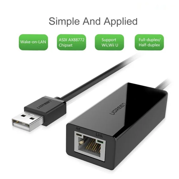 Bộ chuyển đổi USB 2.0 sang cổng mạng 10/100 Mbps Network Adapter, vỏ ABS Ugreen (20254)