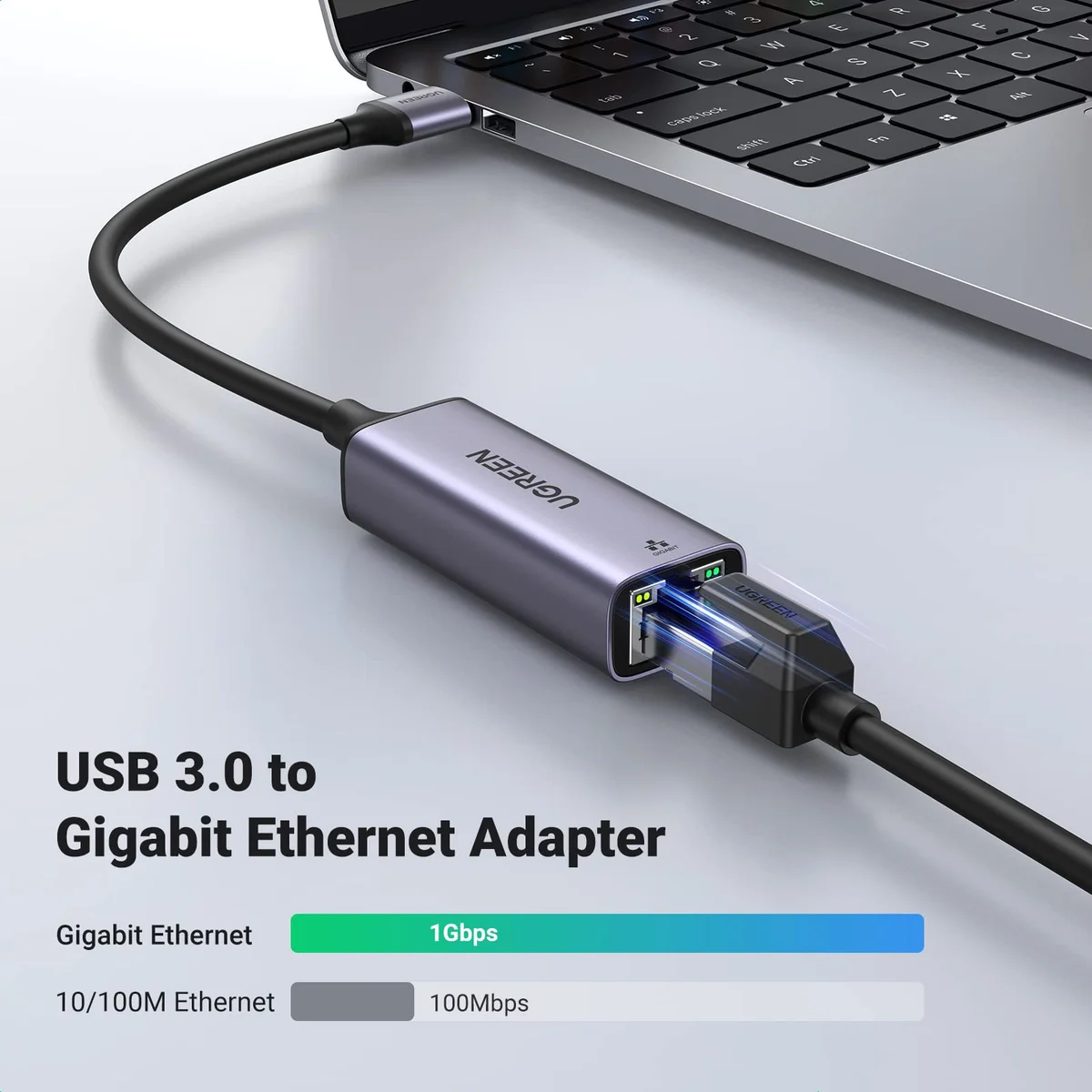 Bộ chuyển đổi USB 3.0 Gigabit Ethernet màu xám Ugreen (50922)