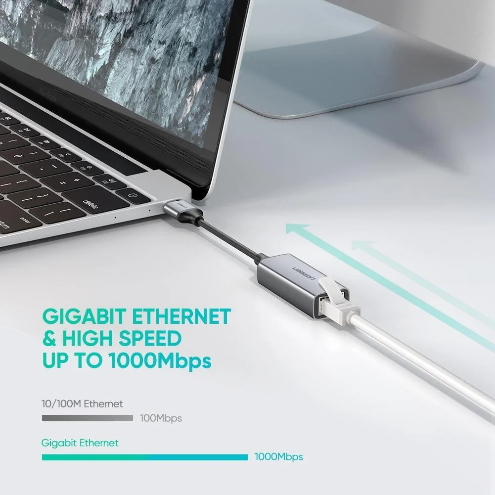 Bộ chuyển đổi USB 3.0 Gigabit Ethernet màu xám Ugreen (50922)