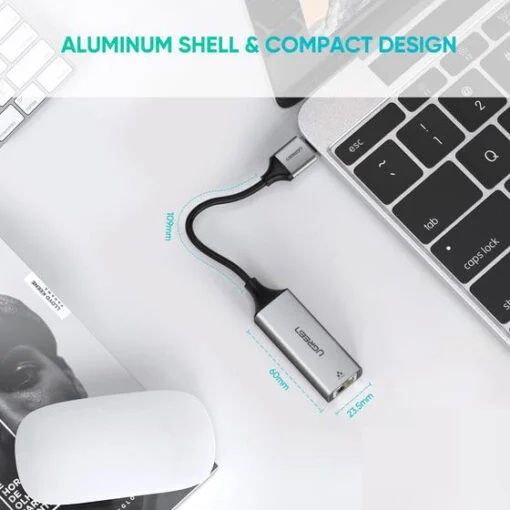 Bộ chuyển đổi USB 3.0 Gigabit Ethernet màu xám Ugreen (50922)