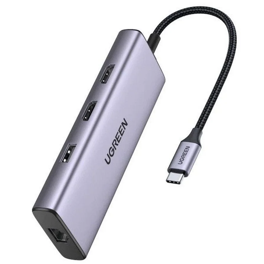 Bộ chuyển đổi USB C sang 2*USB 3.0 + 1*USB 2.0+2*HDMI+RJ45+SD&TF Ugreen (90119)