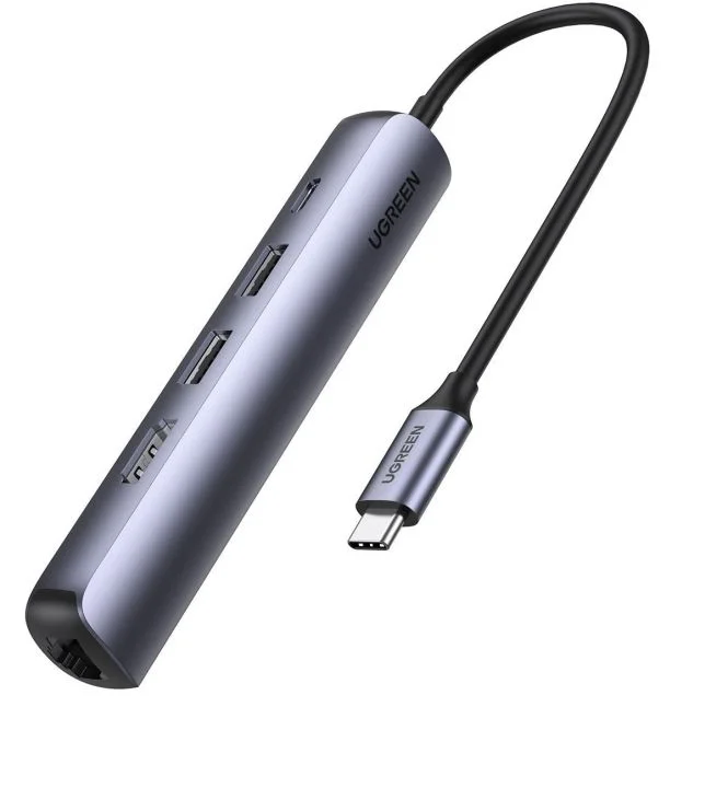 Bộ chuyển đổi USB-C sang 2*USB 3.0+HDMI+RJ45+PD Ugreen (10919) — ảnh 2
