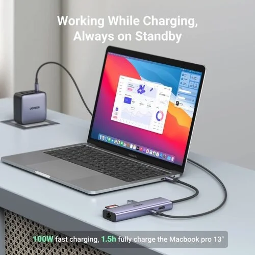 Bô chuyển đổi USB-C sang 2*USB 3.0+HDMI RJ45, SD TF và PD hỗ trợ 4K Ugreen (60515) — ảnh 4