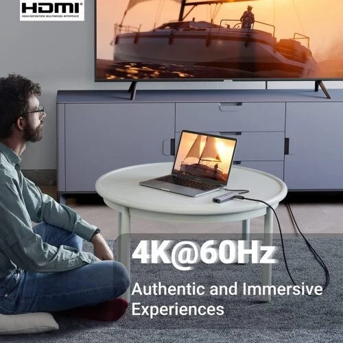 Bô chuyển đổi USB-C sang 2*USB 3.0+HDMI RJ45, SD TF và PD hỗ trợ 4K Ugreen (60515)