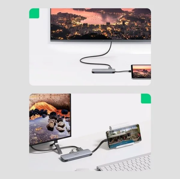 Bộ chuyển đổi USB-C sang 2*USB 3.0+HDMI+RJ45 Ugreen (70508)