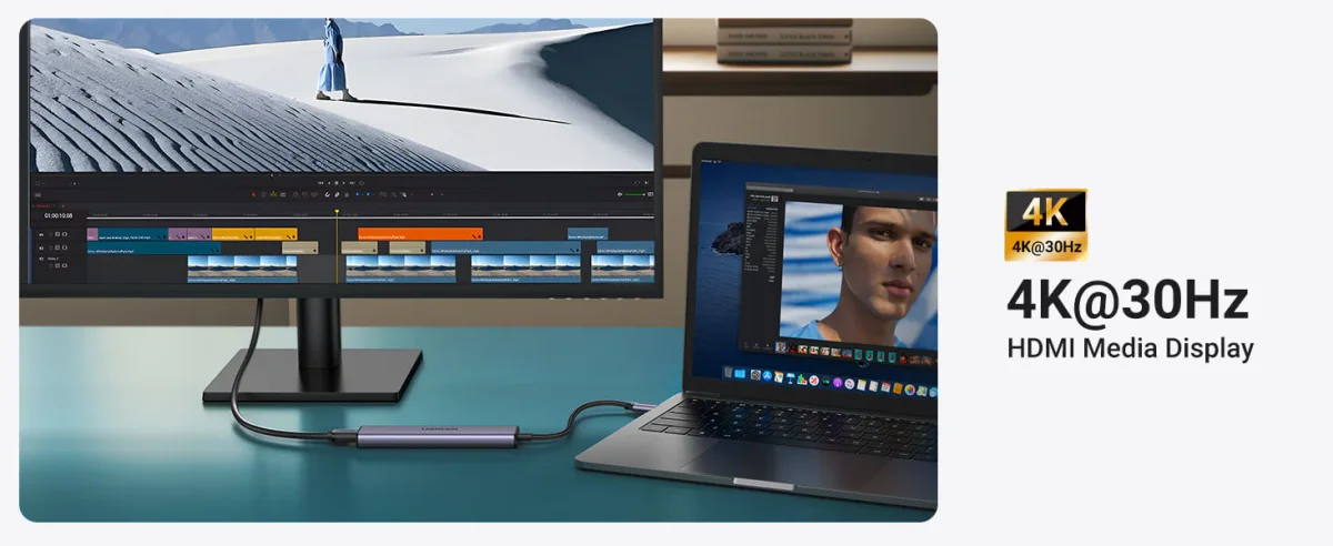Bộ chuyển đổi USB-C sang 2*USB-A 2.0+ USB-A 3.0+HDMI+PD hỗ trợ 4K Ugreen (15495)