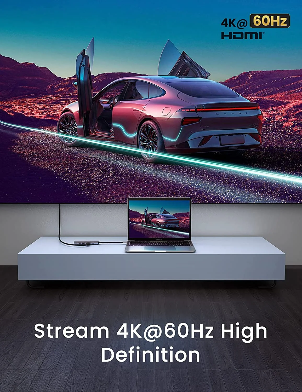Bộ chuyển đổi USB-C sang 2xUSB 3.0 + HDMI SD TF và PD hỗ trợ 4K Ugreen (60384)