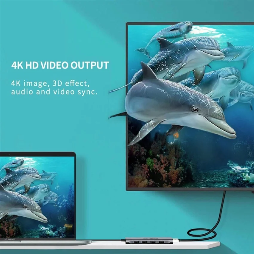 Bộ chuyển đổi USB-C sang 3*USB 3.0+HDMI+3.5mm Ugreen (80132) — ảnh 2