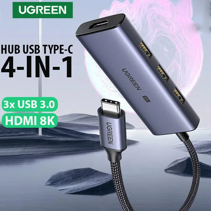 Bộ chuyển đổi USB -C sang 3*USB 3.0 + HDMI hỗ trợ 8K Ugreen (50629) — ảnh 3