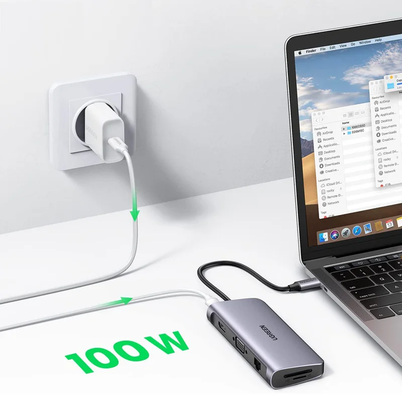 Bộ chuyển đổi USB-C sang 3*USB 3.0+HDMI+RJ45+SD&TF+3.5mm Ugreen (80133)