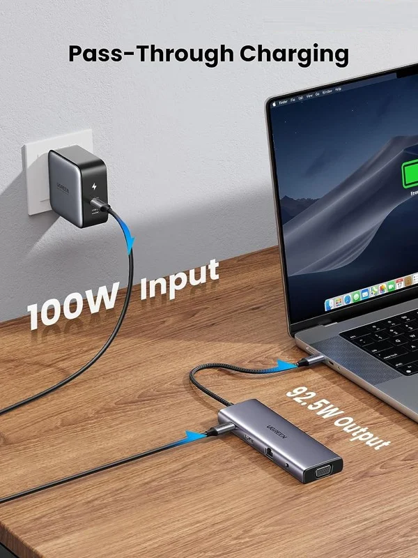 Bộ chuyển đổi USB-C sang 3*USB 3.0+HDMI+RJ45+SD&TF Ugreen (40873)