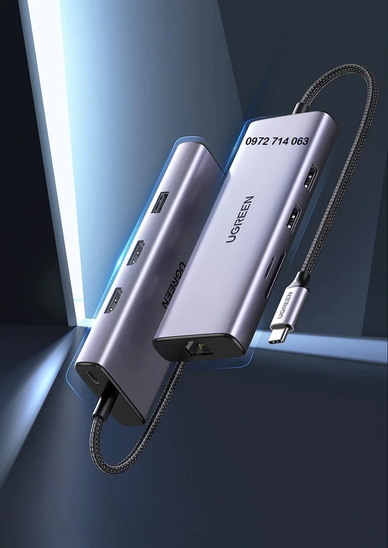 Bộ chuyển đổi USB-C sang 3*USB 3.0+HDMI+RJ45+SD&TF Ugreen (70490)