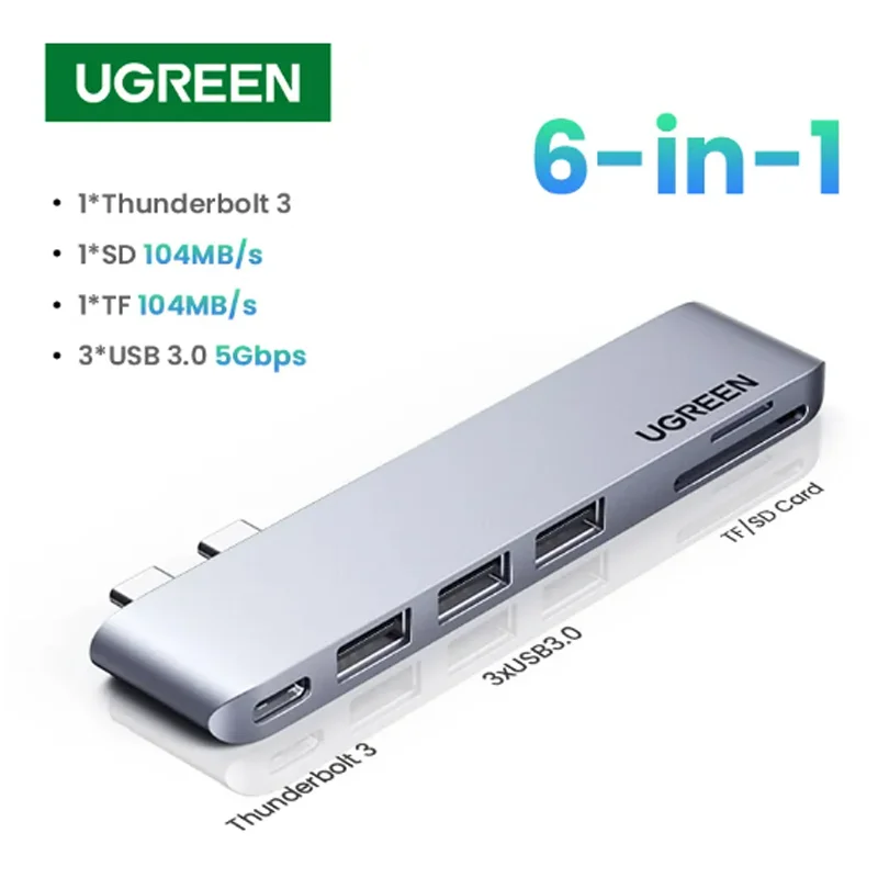 Bộ chuyển đổi USB-C sang 3*USB 3.0+HDMI+SD&TF màu xám Ugreen (60560) — ảnh 2