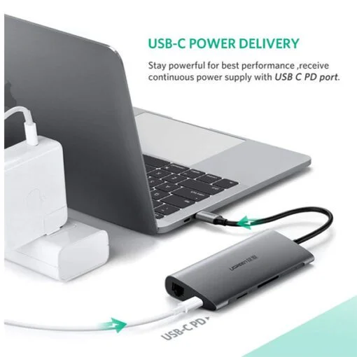 Bộ chuyển đổi USB-C sang 3*USB 3.0+HDMI+SD&TF màu xám Ugreen (60560)