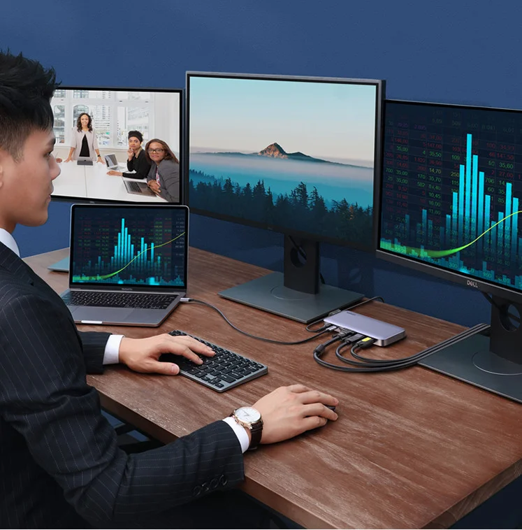 Bộ chuyển đổi USB-C sang 3*USB 3.0+HDMI+VGA+DP+RJ45+SD&TF Ugreen (70305)