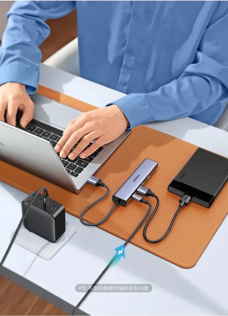Bộ chuyển đổi USB C sang cổng mạng LAN và 3 USB 3.0 màu xám Ugreen (20915) — ảnh 5