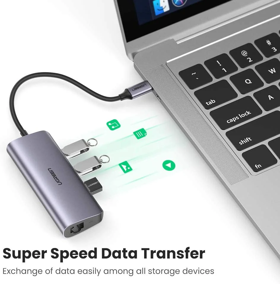 Bộ chuyển đổi USB Type-C sang 3 cổng USB 3.0 và Giga Lan Ugreen (60718)