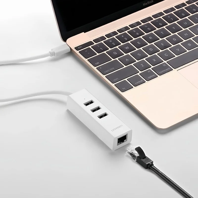 Bộ chuyển đổi USB Type-C sang cổng mạng Ethernet + hub USB 2.0 2 cổng, màu trắng Ugreen (20792) — ảnh 3