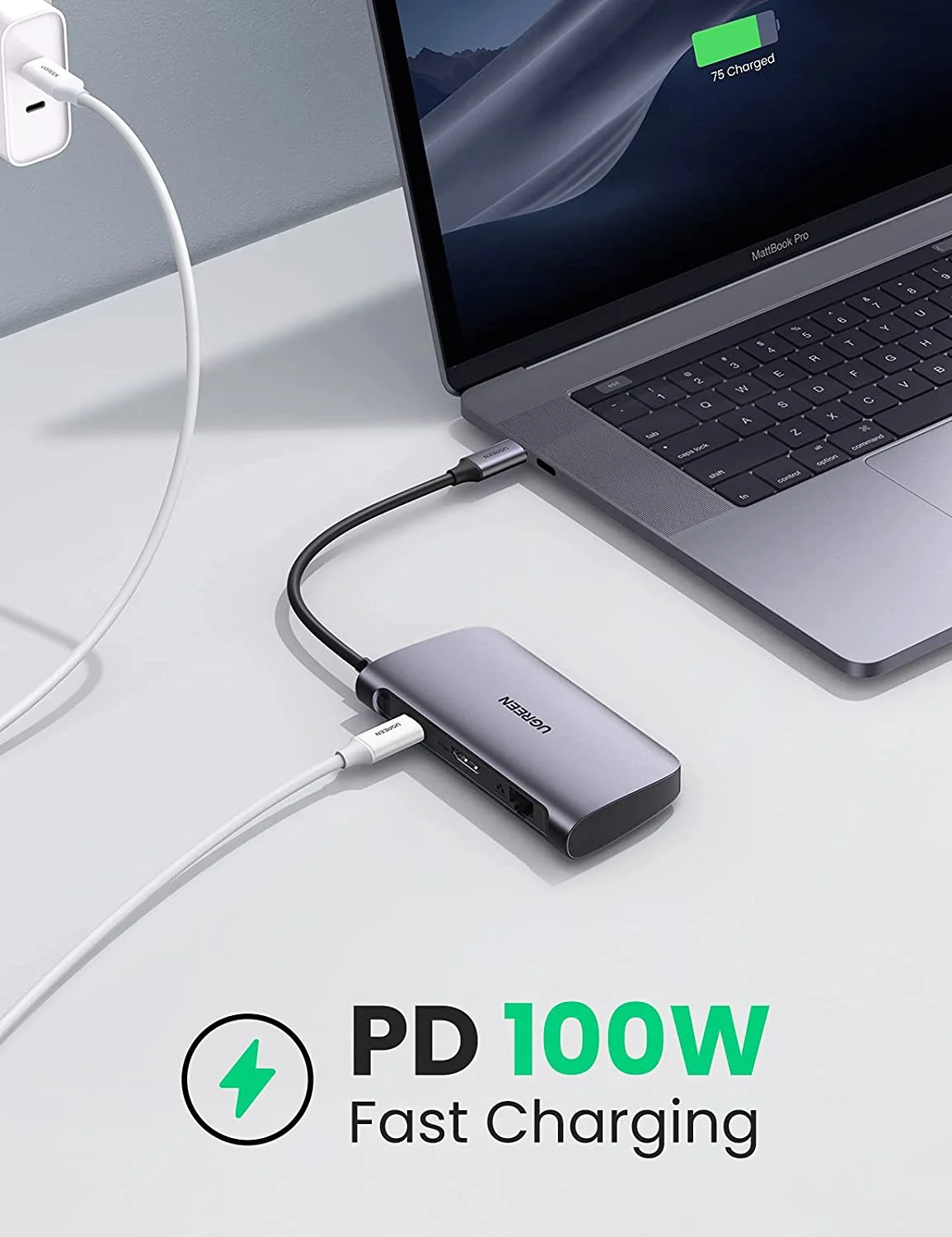 Bộ chuyển đổi USB Type-C sang HDMI+SD+TF+2 cổng USB 3.0+RJ45 Ugreen (50852)