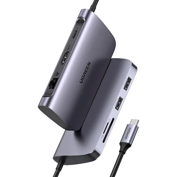 Bộ chuyển đổi USB Type-C sang HDMI+SD+TF+2 cổng USB 3.0+RJ45 Ugreen (50852)