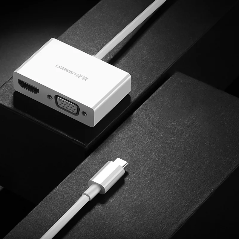 Bộ chuyển đổi USB - Type C sang HDMI+VGA Ugreen màu trắng (50251)