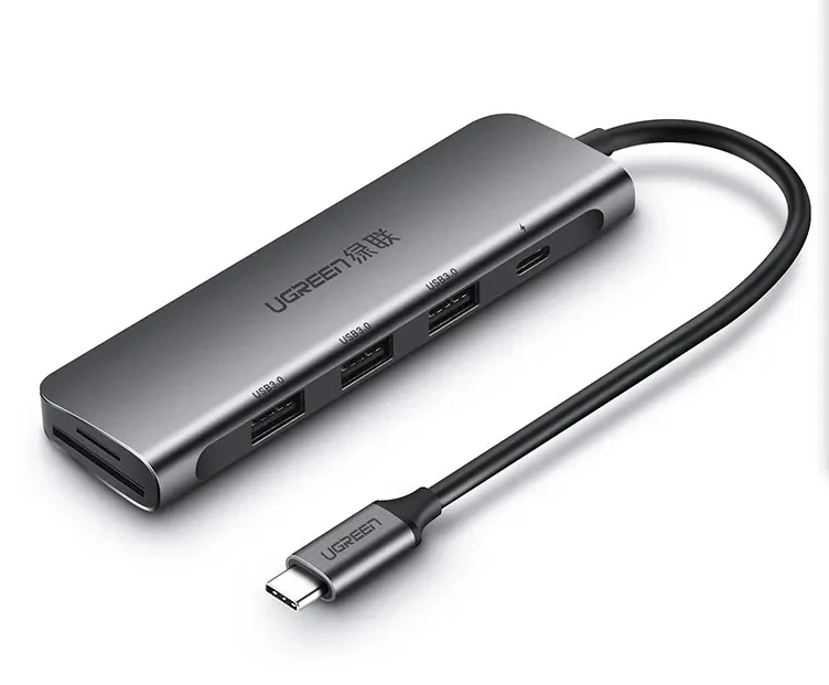 Bộ chuyển đổi USB Type-C sang SD+TF+3 cổng USB 3.0 Ugreen (50598)
