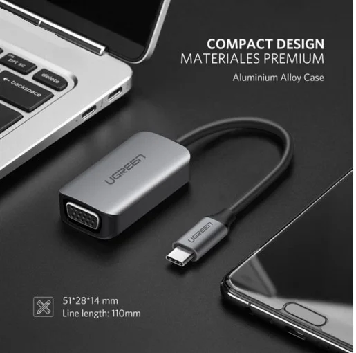 Bộ chuyển đổi USB Type-C sang VGA màu đen Ugreen (50316)