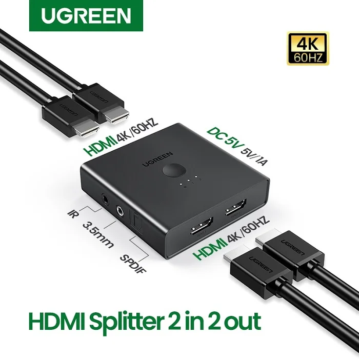 Bộ chuyển mạch HDMI 2.0 2 cổng vào 2 cổng ra Ugreen (70689) — ảnh 2