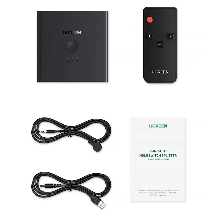 Bộ chuyển mạch HDMI 2.0 2 cổng vào 2 cổng ra Ugreen (70689)