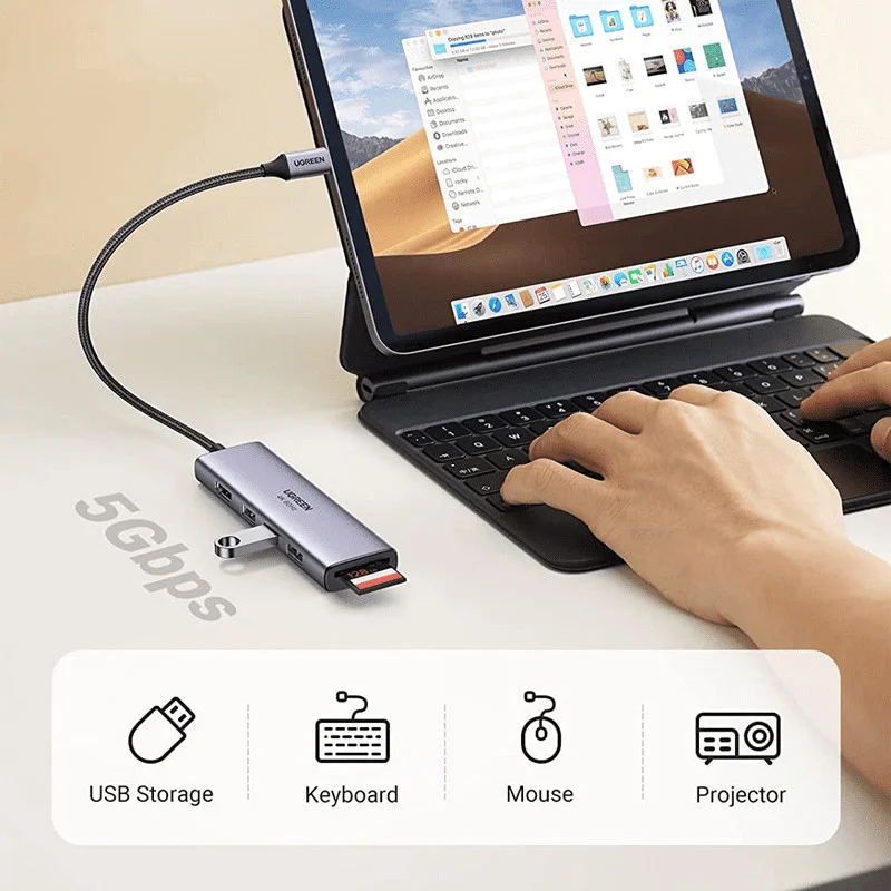 Bộ chuyển Type C sang 1xHDMI + 3xUSB3.0+SD/ TF Chính hãng UGREEN 60383 — ảnh 12