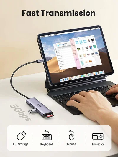 Bộ chuyển Type C sang 1xHDMI + 3xUSB3.0+SD/ TF Chính hãng UGREEN 60383