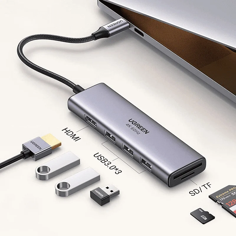 Bộ chuyển Type C sang 1xHDMI + 3xUSB3.0+SD/ TF Chính hãng UGREEN 60383 — ảnh 9