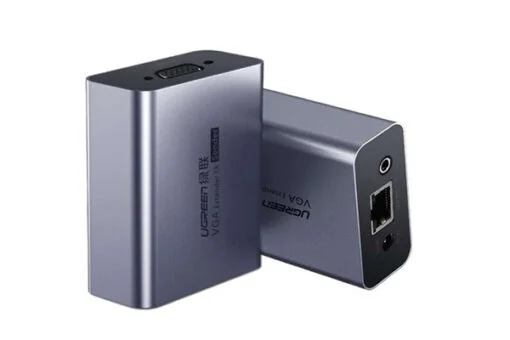 Bộ kéo dài VGA 100m qua cáp mạng Cat5,6 có điều khiển IR, màu đen Ugreen (60533)