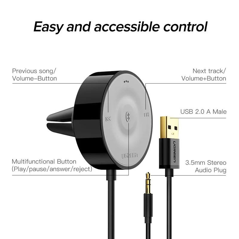 Bộ nhận âm thanh Bluetooth trên xe hơi 4.2 APTX Ugreen (40760)