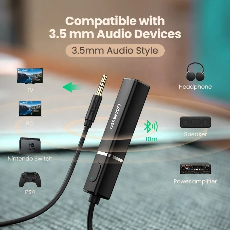 Bộ phát âm thanh Bluetooth 4.2 chuẩn 3.5mm, màu đen Ugreen (40761)