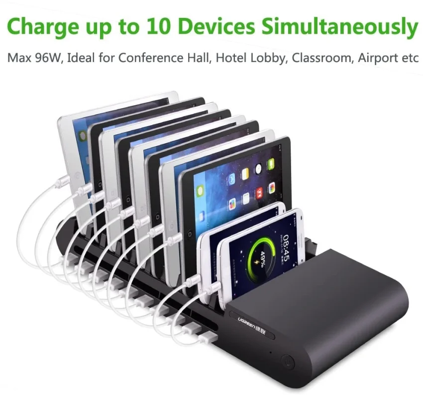Bộ sạc 10 cổng USB 96W max UGREEN CD108 20325