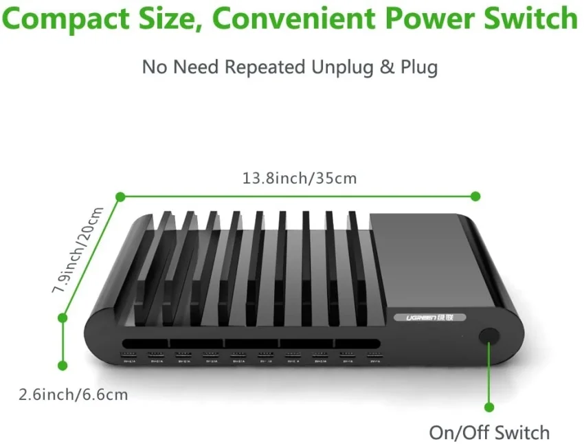 Bộ sạc 10 cổng USB 96W max UGREEN CD108 20325 — ảnh 6