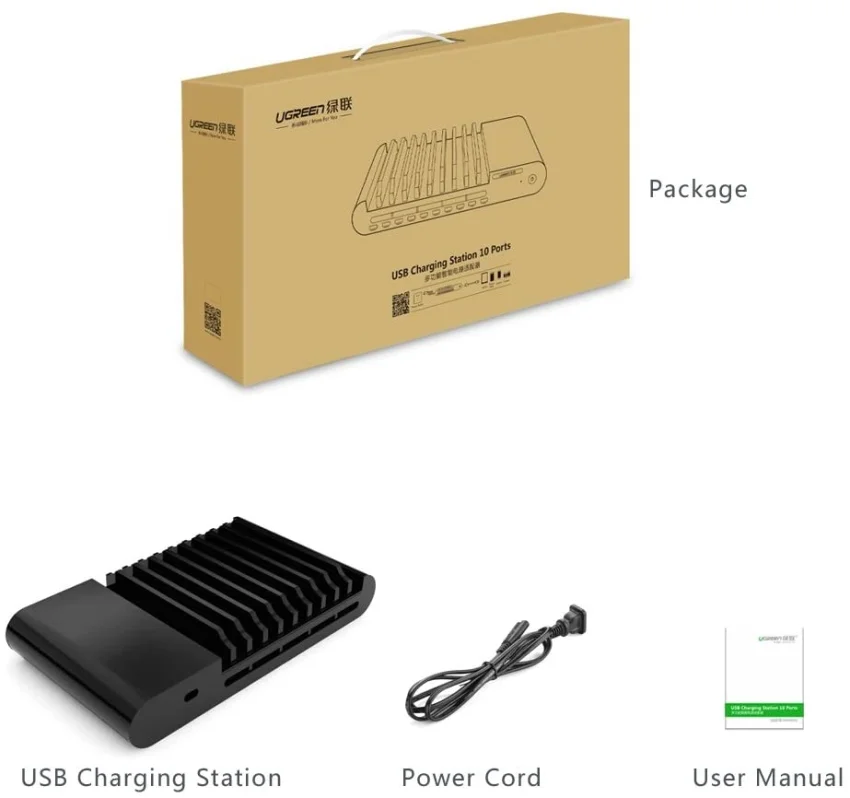 Bộ sạc 10 cổng USB 96W max UGREEN CD108 20325