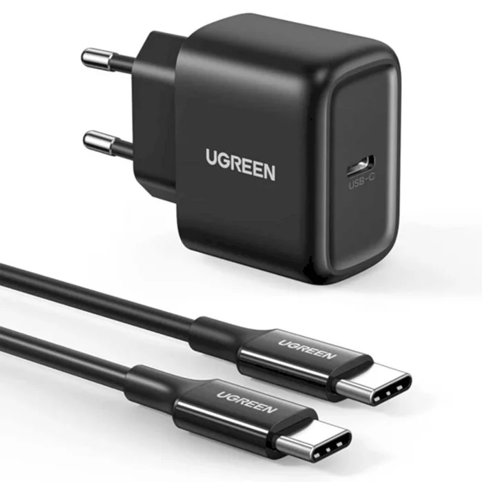 Bộ sạc nhanh kèm cáp sạc 2 đầu Type C 25W Us cáp 2M chân cắm tròn Ugreen CD250 50576